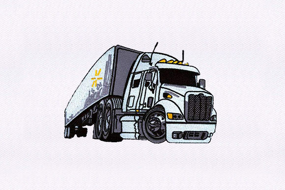 Semi Tractor Trailer Embroidery Design
