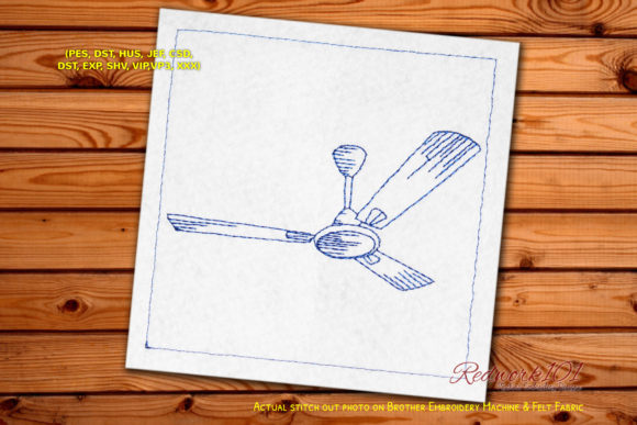 Three Blades Ceiling Fan Redwork